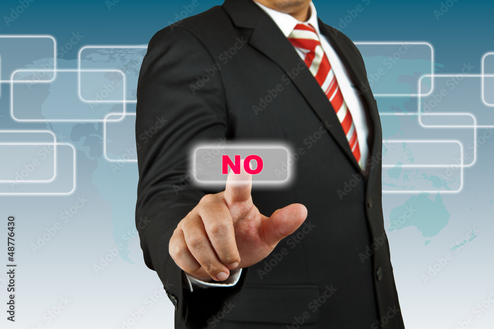 Businessman push No button Businessman push No button