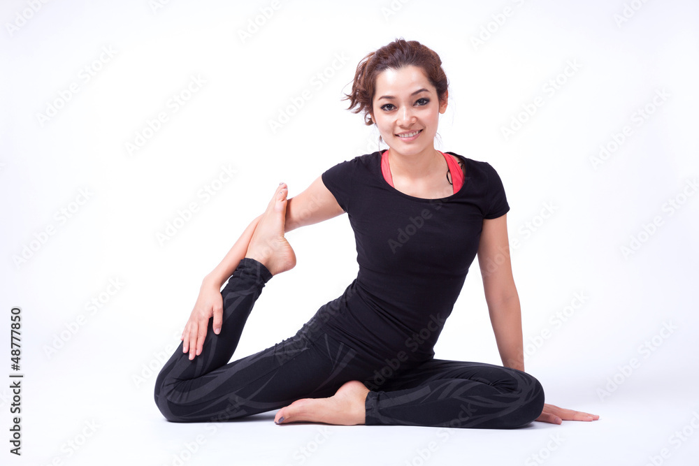 woman in yoga action isolated woman in yoga action isolated