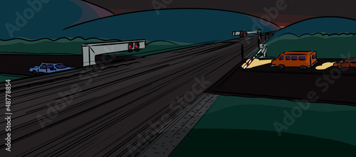 Vehicles Stopped by Train