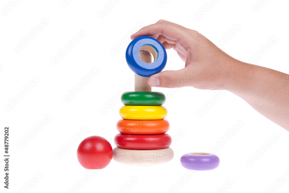 Colorful wooden toy isolated on white background Colorful wooden toy isolated on white background