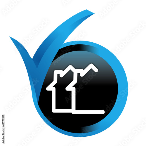 immobilier sur bouton validé bleu