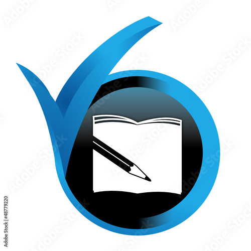 scolaire sur bouton validé bleu