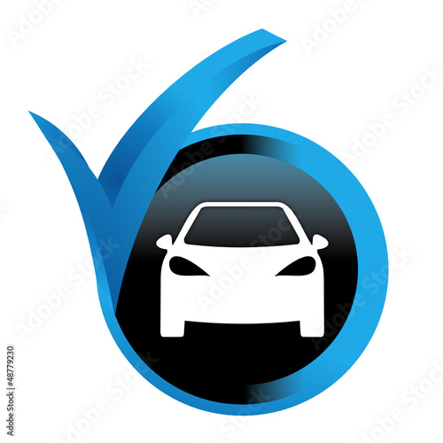 voiture sur bouton validé bleu