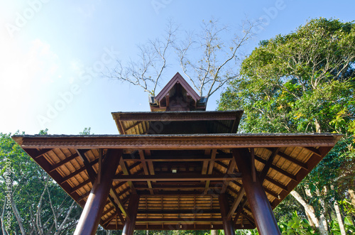 Beautiful Thai style hall with blue sky photo