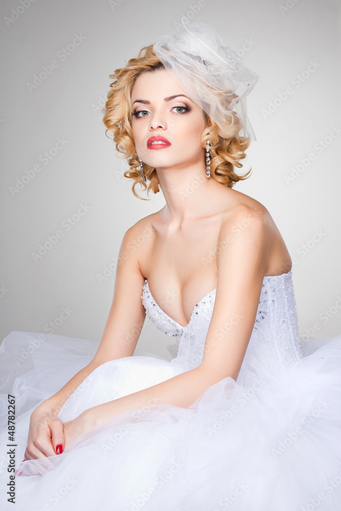 beautiful bride posing dramatic in the studio beautiful bride posing dramatic in the studio