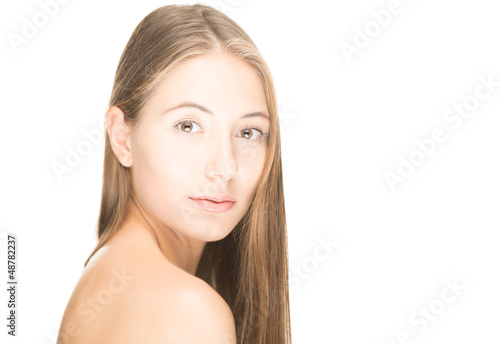 Portrait of beautiful sexy girl isolated on white.