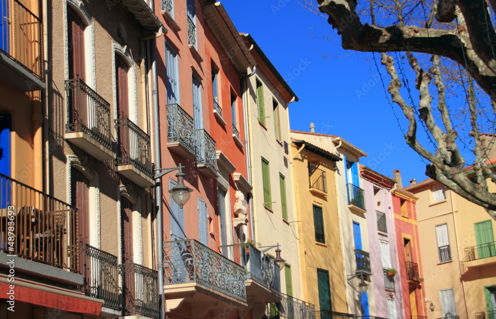 maisons colorées à Collioure.