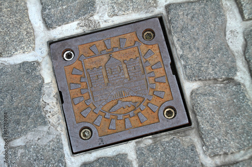 Wappen auf einer Abdeckung in Wernigerode