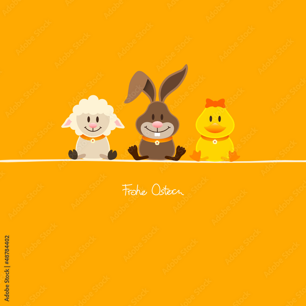Obraz premium Schaf, Hase & Ente orange