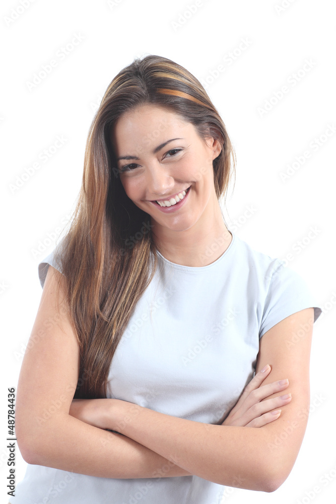 Woman smiling with a seductive glance Woman smiling with a seductive glance