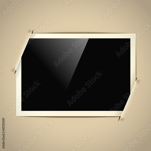 retro horizontal photo frame on paper background