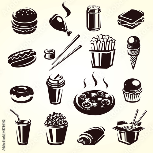 Fast food set. Vector