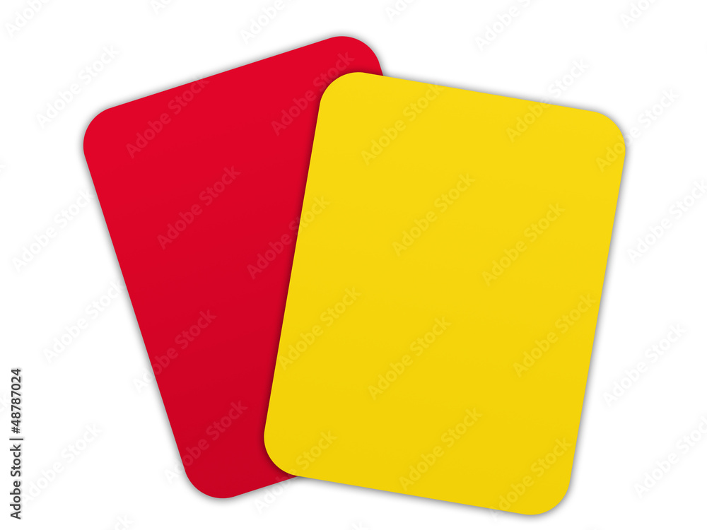 Ilustração - cartão amarelo e cartão vermelho utilizados no futebol ...
