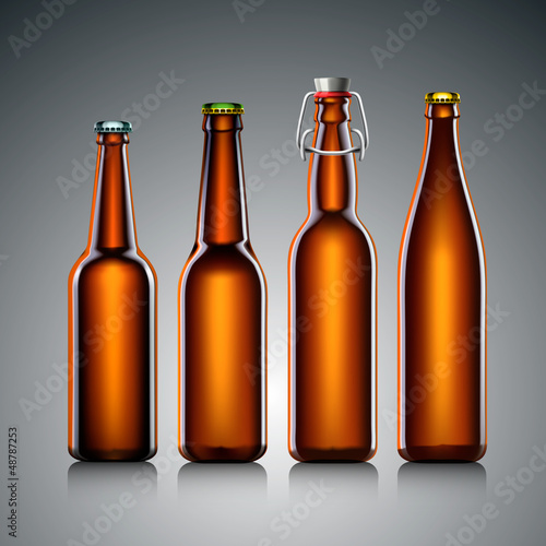 Beer bottle clear set with no label
