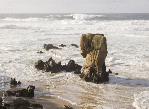 Seascape with a big rock photo