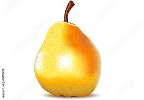 Yellow Pear Isolated on White