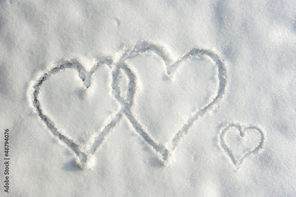 Hearts in snow