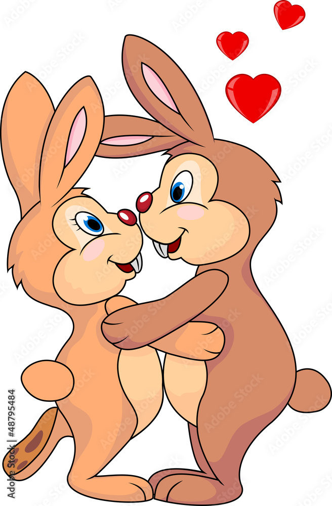 Fototapeta premium Rabbit couple kissing