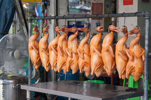 Smoked Ducks. Ready-to-eat fowl in Chinese restaurant