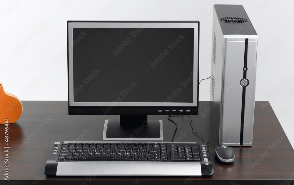 Desktop computer with small cpu the important office equipment. Desktop computer with small cpu the important office equipment.
