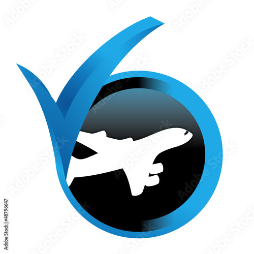 avion sur bouton validé bleu