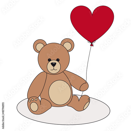 Teddy mit rotem Herzluftballon