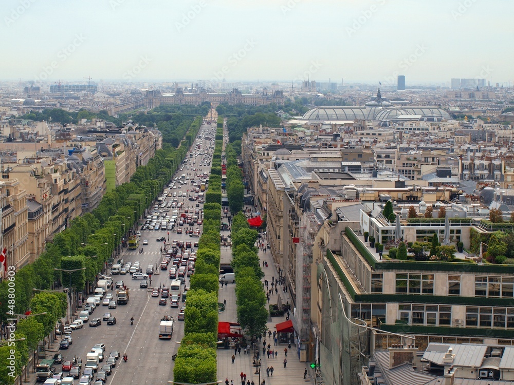 The Champs Elysee and the Louvre in the distance