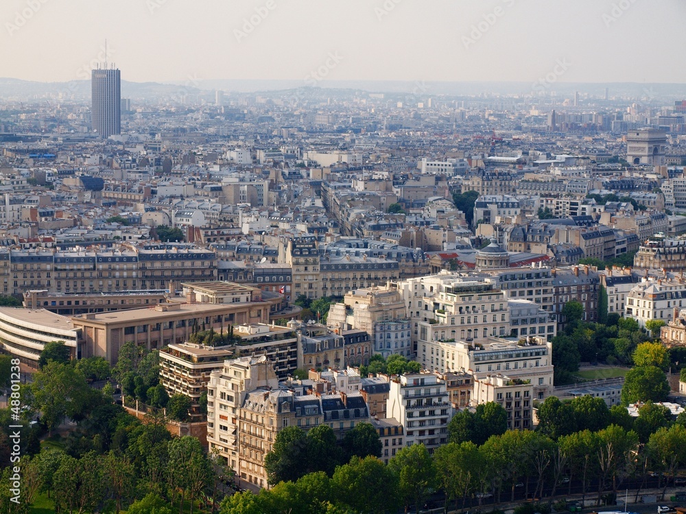 Paris city aerial panoramic bird eye view