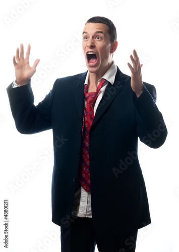 Stressed out businessman screaming
