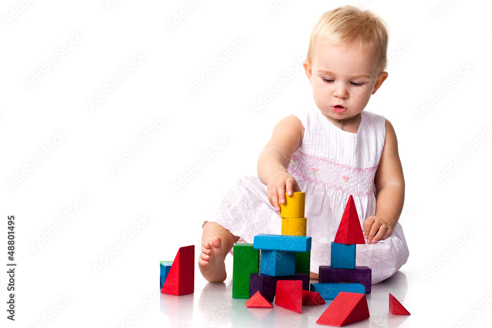 Beautiful baby building a castle Beautiful baby building a castle