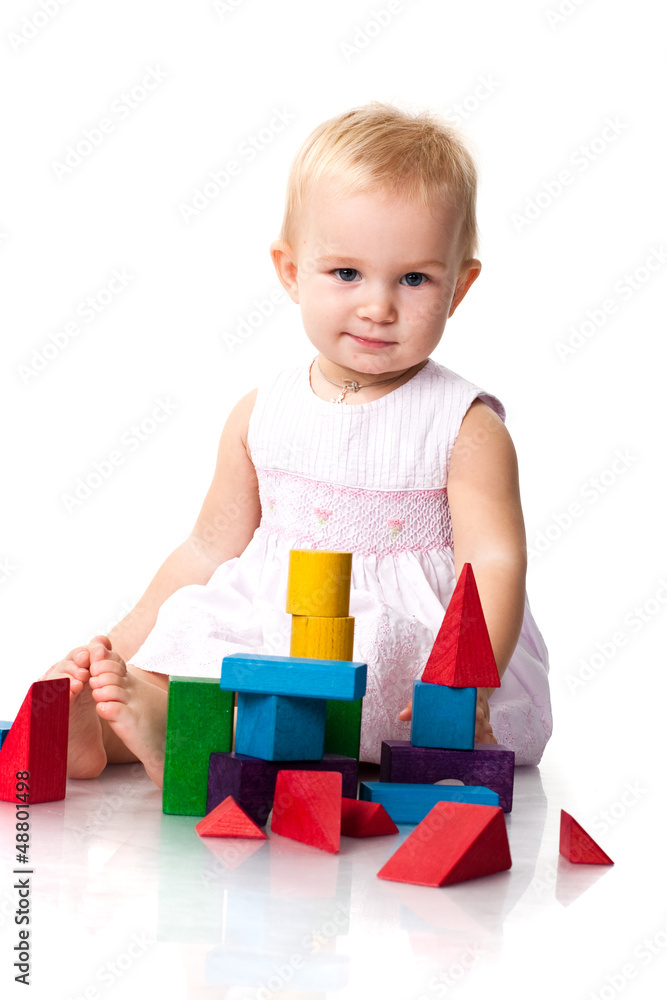 Beautiful baby building a castle Beautiful baby building a castle