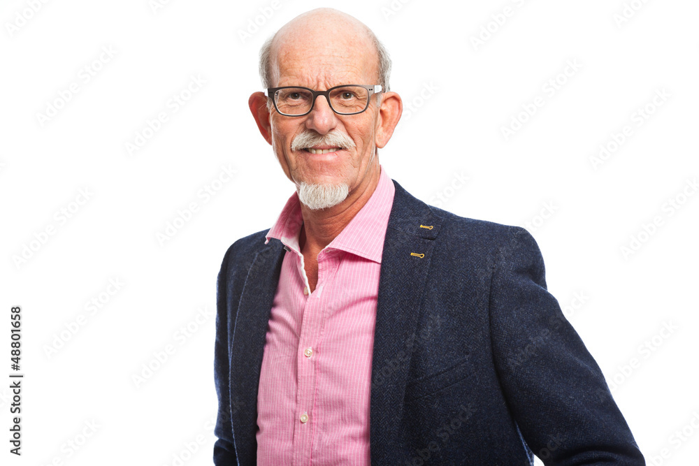 Happy well dressed senior man with glasses. Isolated. Happy well dressed senior man with glasses. Isolated.