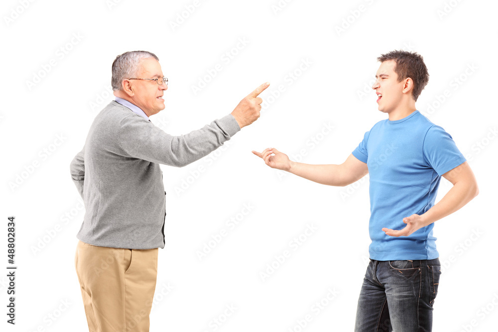 Father and son having an argument Father and son having an argument