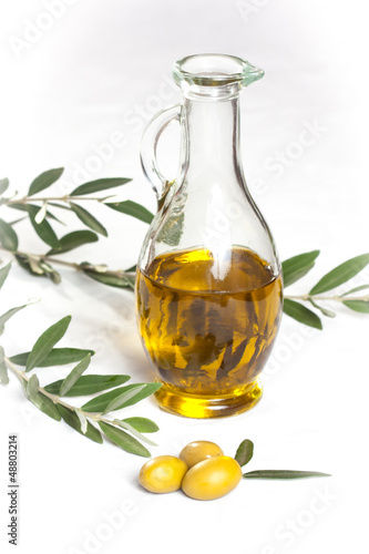 olive oil with olive branch