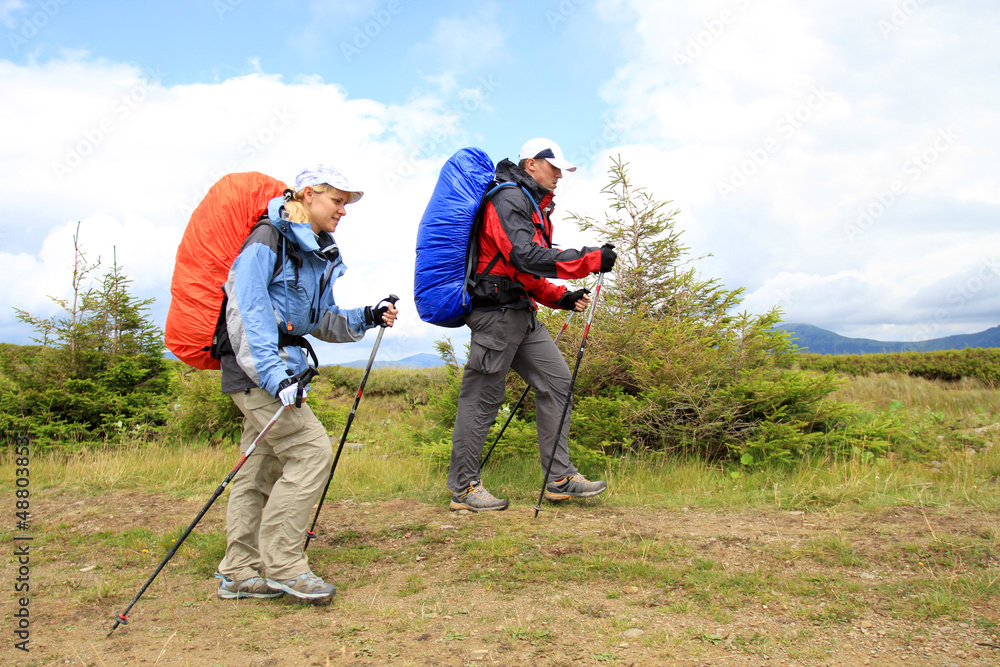 Summer hiking in the mountains.