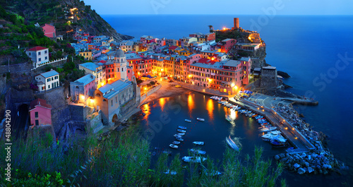 Cinque Terre, Vernazza at the blue hour