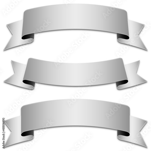 Vector set of silver ribbons, tapes (without shadow included)