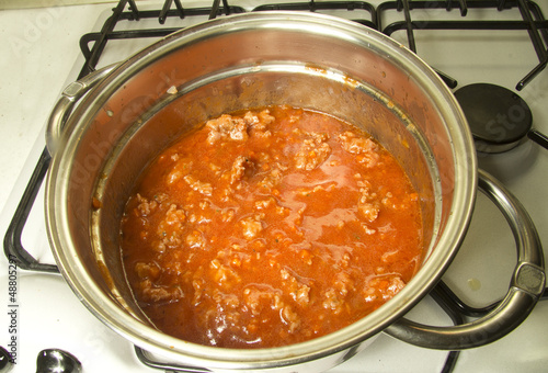 a cooking italian tomato sauce
