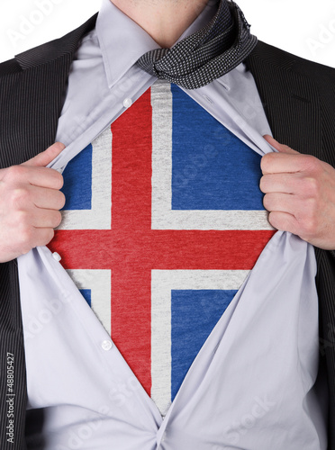 Business man with Icelandic flag t-shirt photo