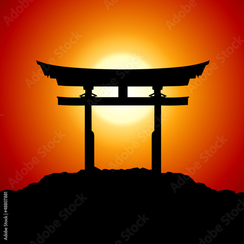 Sunset with japan gate