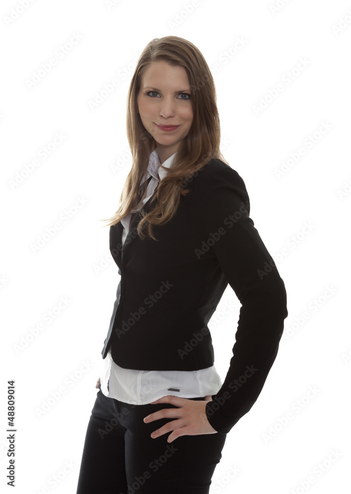 Portrait of a business woman with hands at her hips Portrait of a business woman with hands at her hips