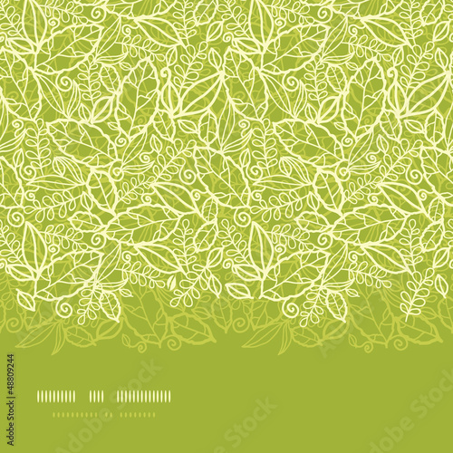 Vector green lace leaves horizontal seamless pattern background