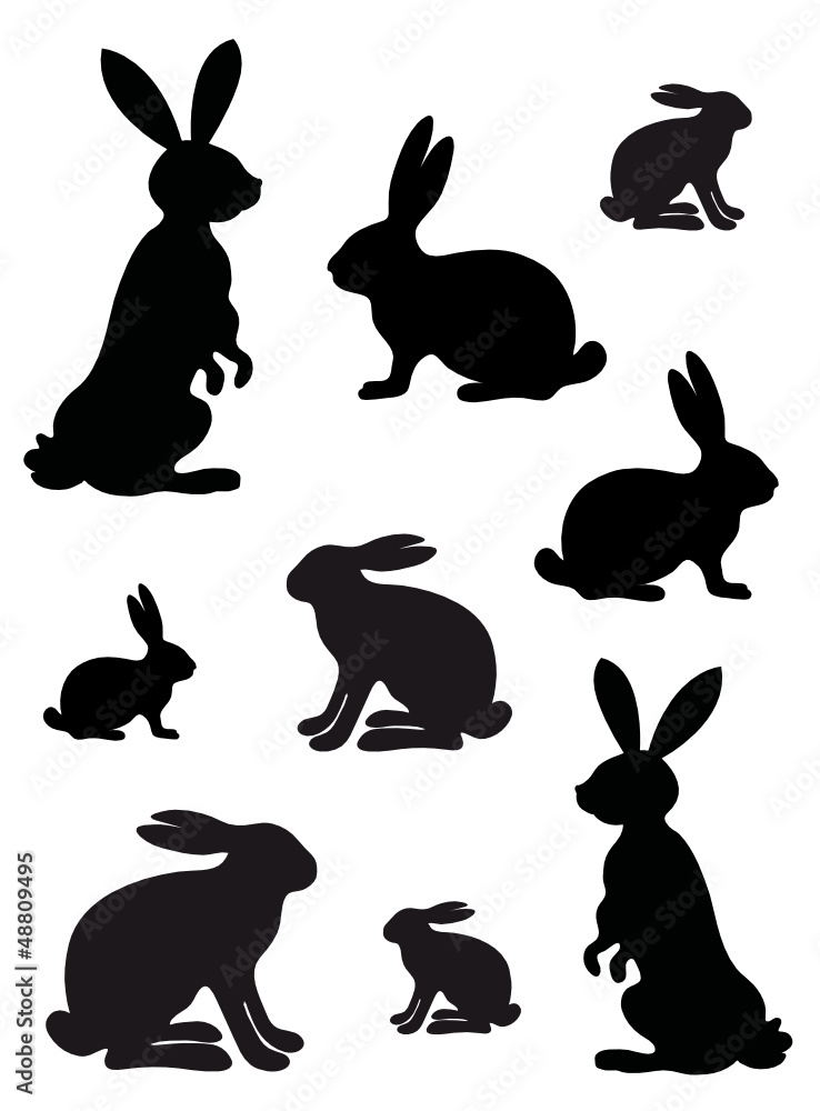 Fototapeta premium Silhouetten-Set von Osterhasen