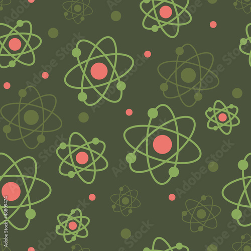 Vector atoms seamless pattern background with hand drawn