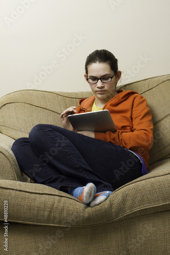 Teen on a tablet