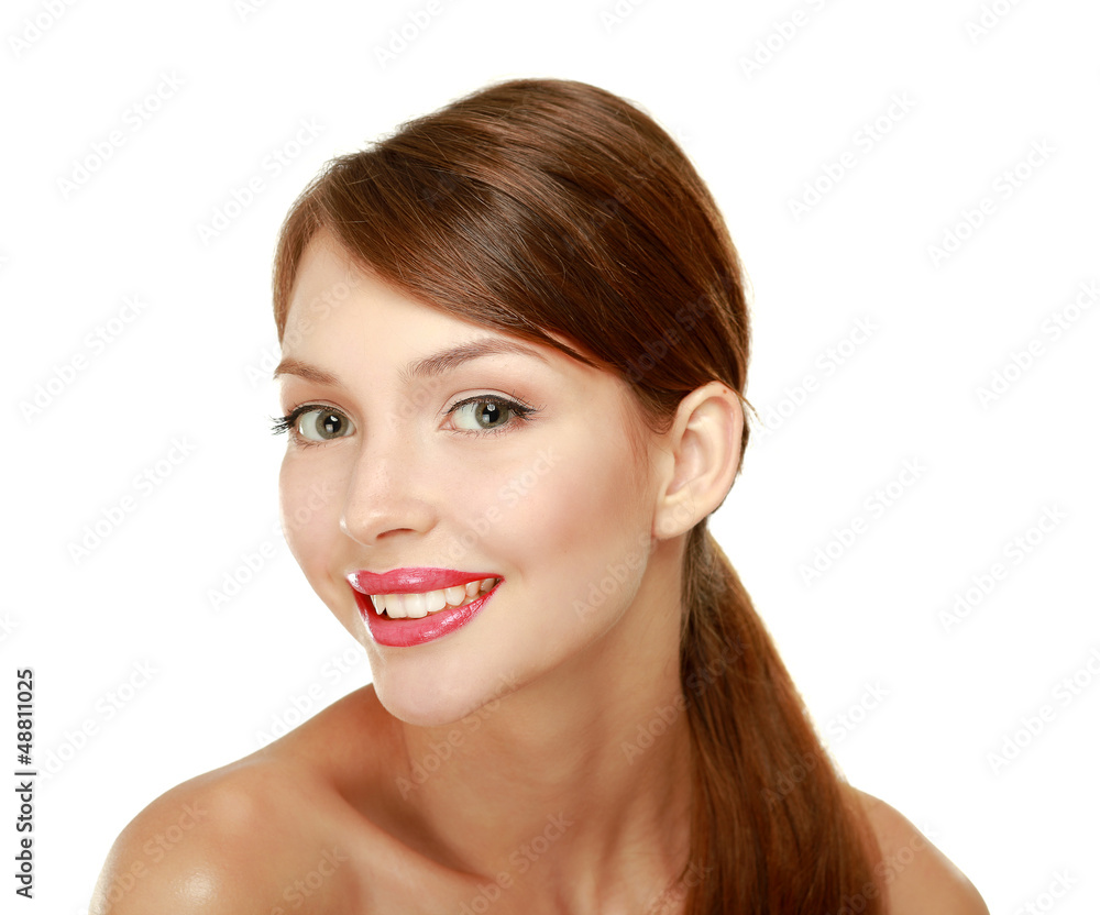 A beautiful woman, portrait isolated on white background A beautiful woman, portrait isolated on white background