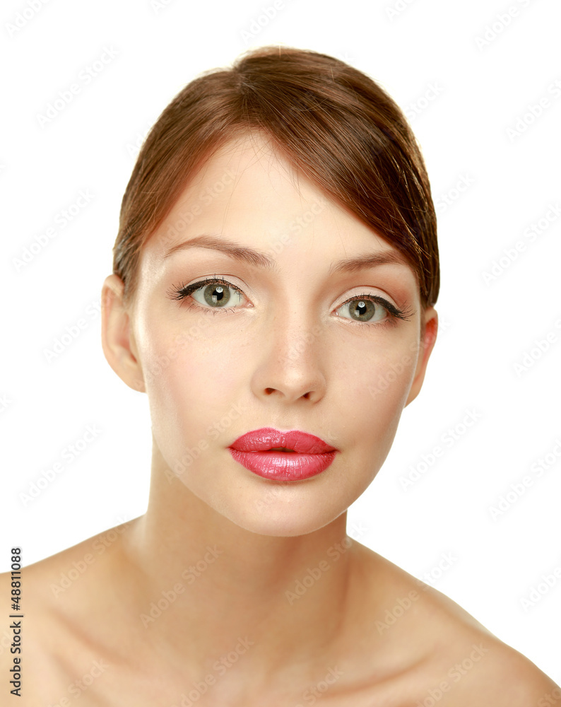 A beautiful woman, portrait isolated on white background A beautiful woman, portrait isolated on white background