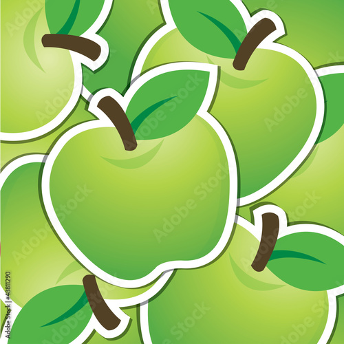 Green apple sticker background/card in vector format.