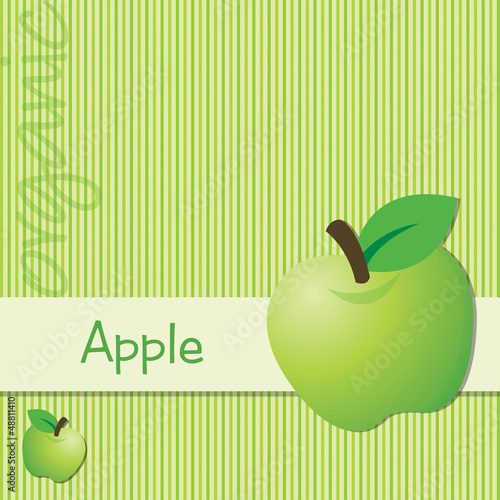 Bright organic green apple card in vector format. 
