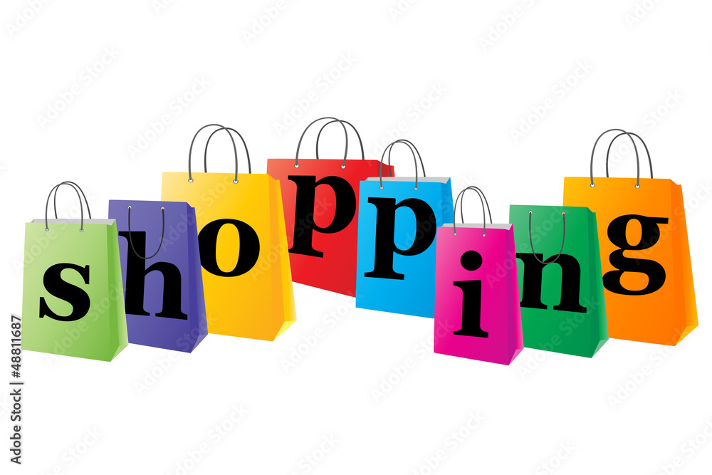Set of shopping bags with the word sale on white background Set of shopping bags with the word sale on white background